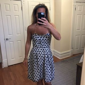 Elizabeth McKay Silk Strapless Navy Elephant Dress size 6